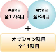 教養科目全17科目・専門科目全8科目＋オプション科目全11科目